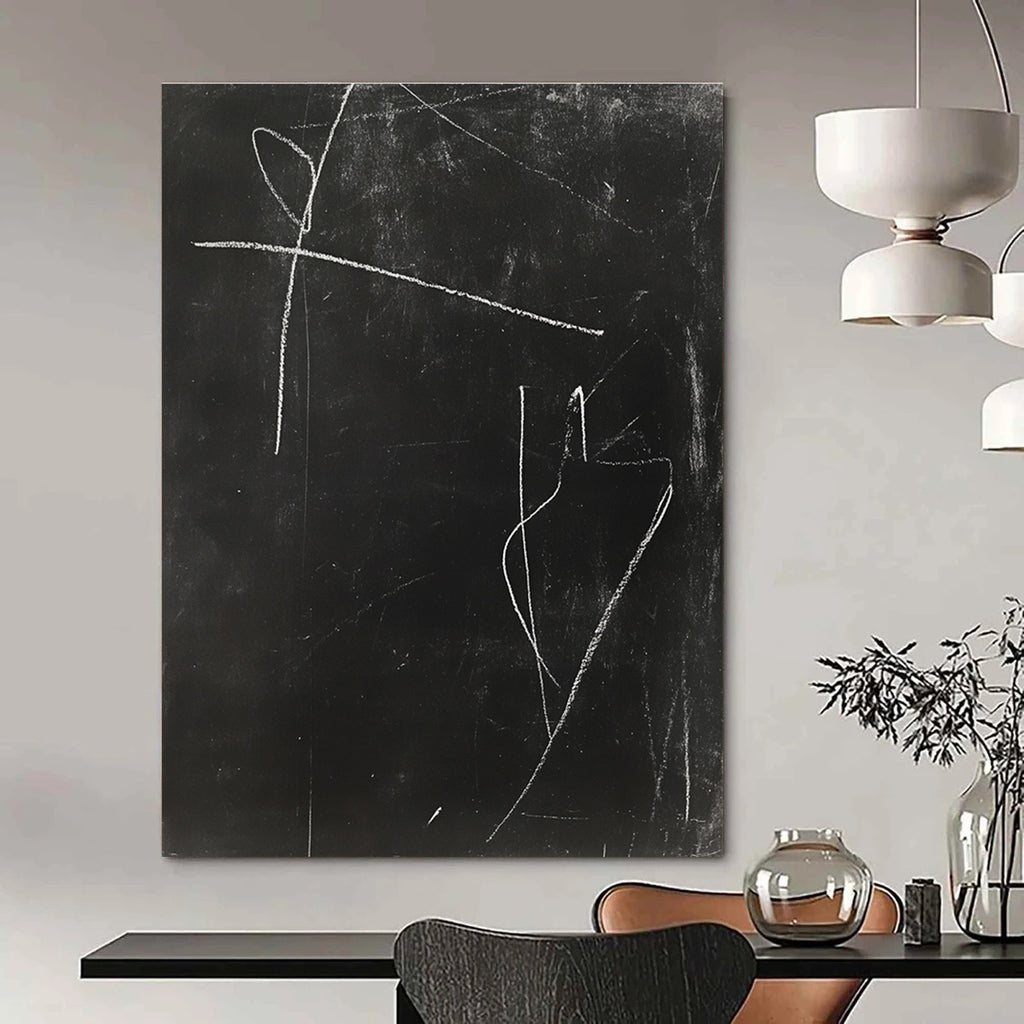 Chalkboard - like Abstract Spontaneous Markings Abstract Painting GAB0235