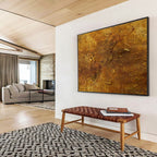Golden Textured Abstract Painting for Luxurious Bedrooms YHT333