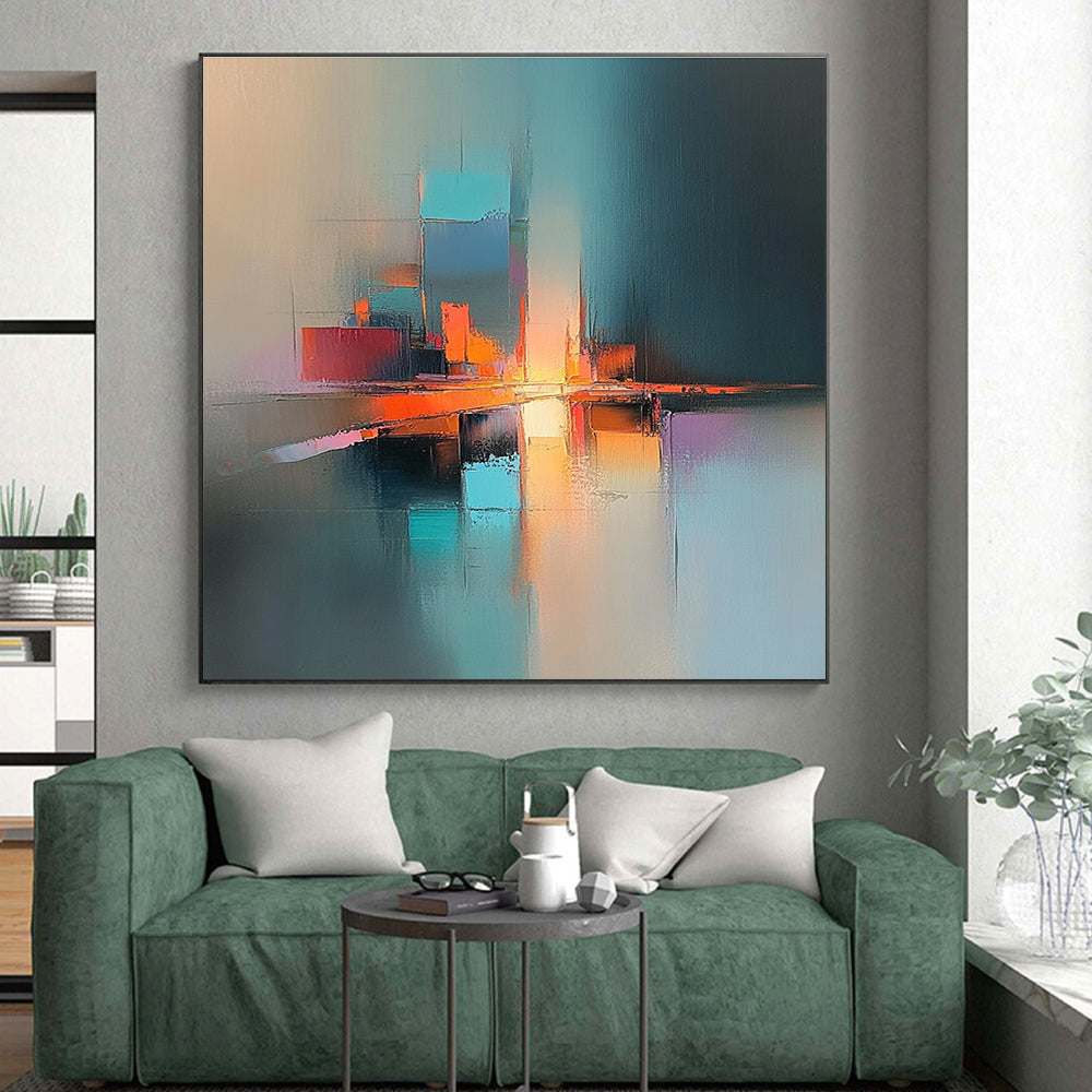 Colorful Cityscape Abstraction Painting with Vibrant Urban Energy WINK185