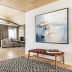 Blue - White Abstract Horizon Painting for Minimalist Spaces YHT089