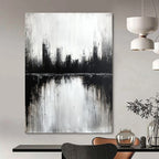 Monochrome Cityscape Abstract - Dramatic Urban Abstract Painting GAB0649