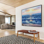 Sunset Sea Abstract Painting for Nautical - Inspired Living Rooms YHT218