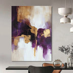 Purple and Gold Abstract Painting for Luxurious Dining Rooms GAB0810