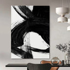 Dynamic Black Ink Abstract Painting for Contemporary Art Galleries HENG196