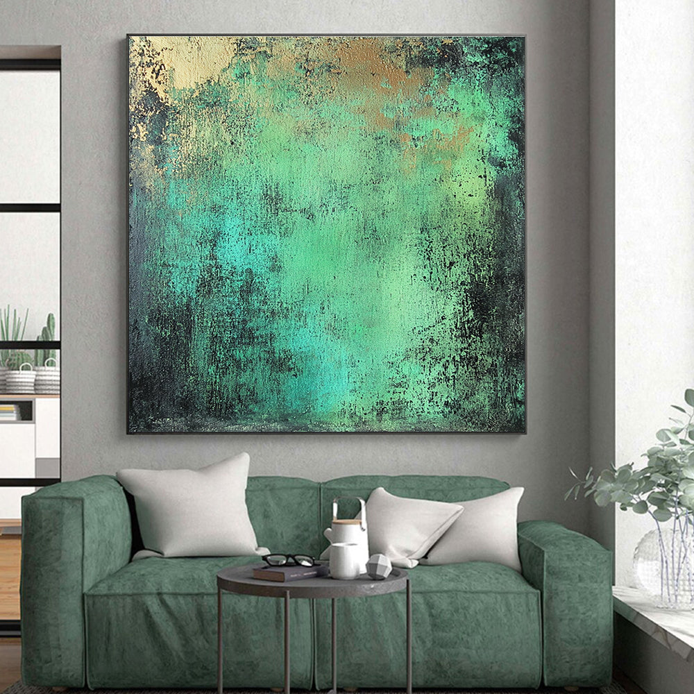 Green and Blue Textured Background Abstract Painting with Fresh Vitality WINK039
