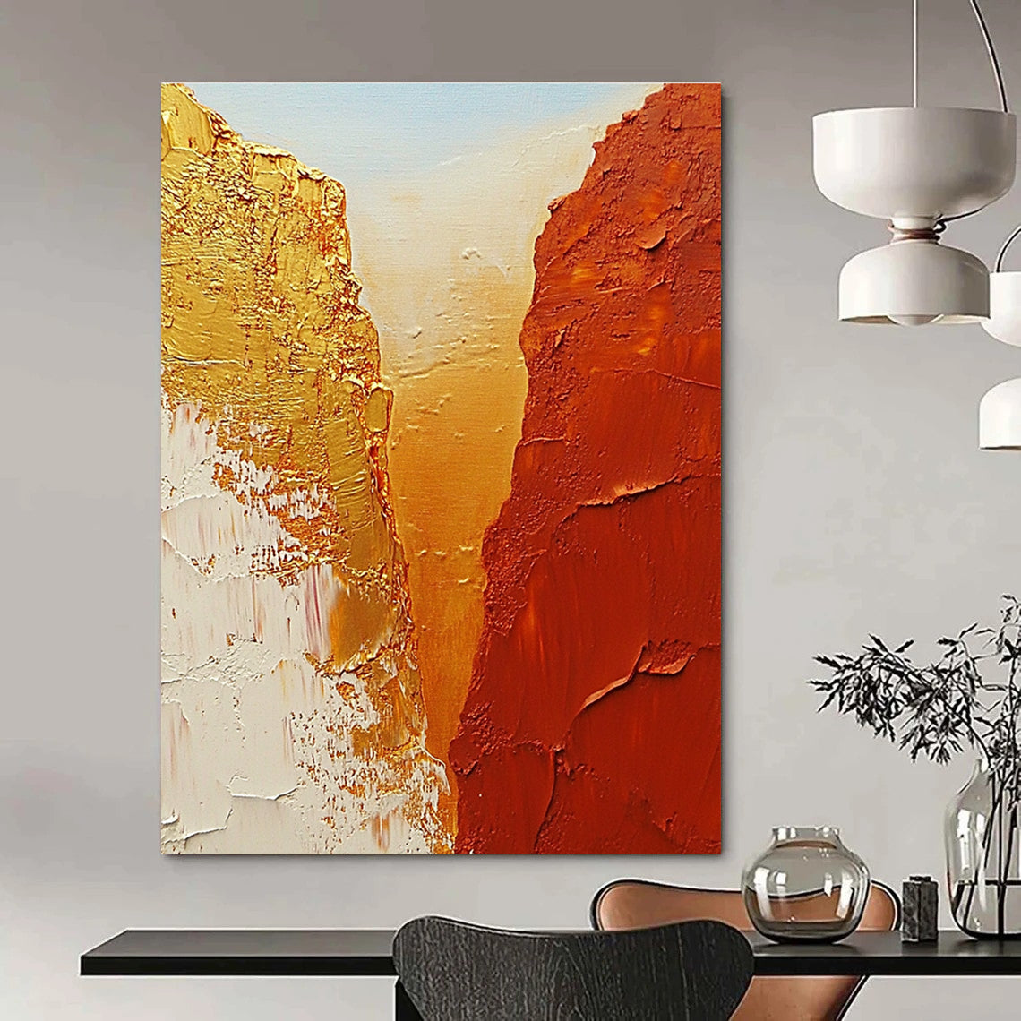 Gold and Rust Abstract Painting for Luxury Desert Resort Lobbies GAB1177