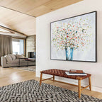 White Flower Vase Abstract Painting for Elegant Living Spaces YHT220
