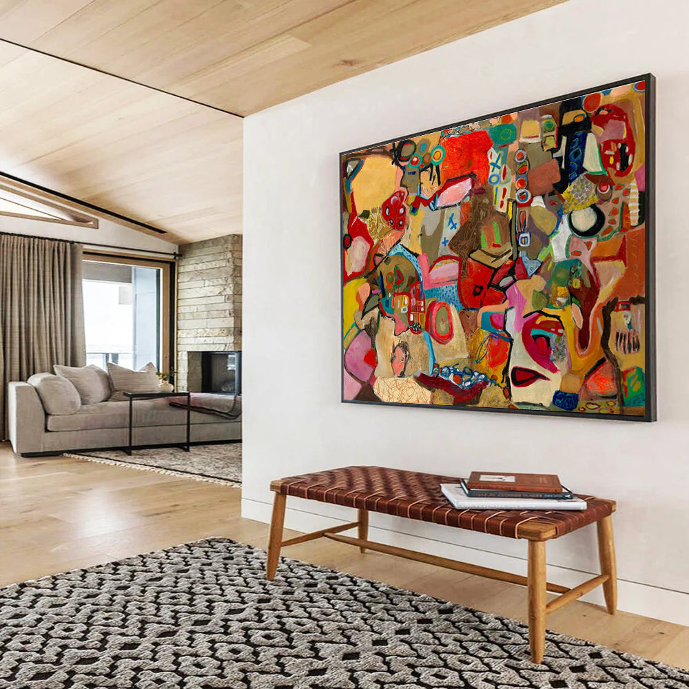 Colorful Abstract Collage Painting for Creative Studio Spaces YHT240