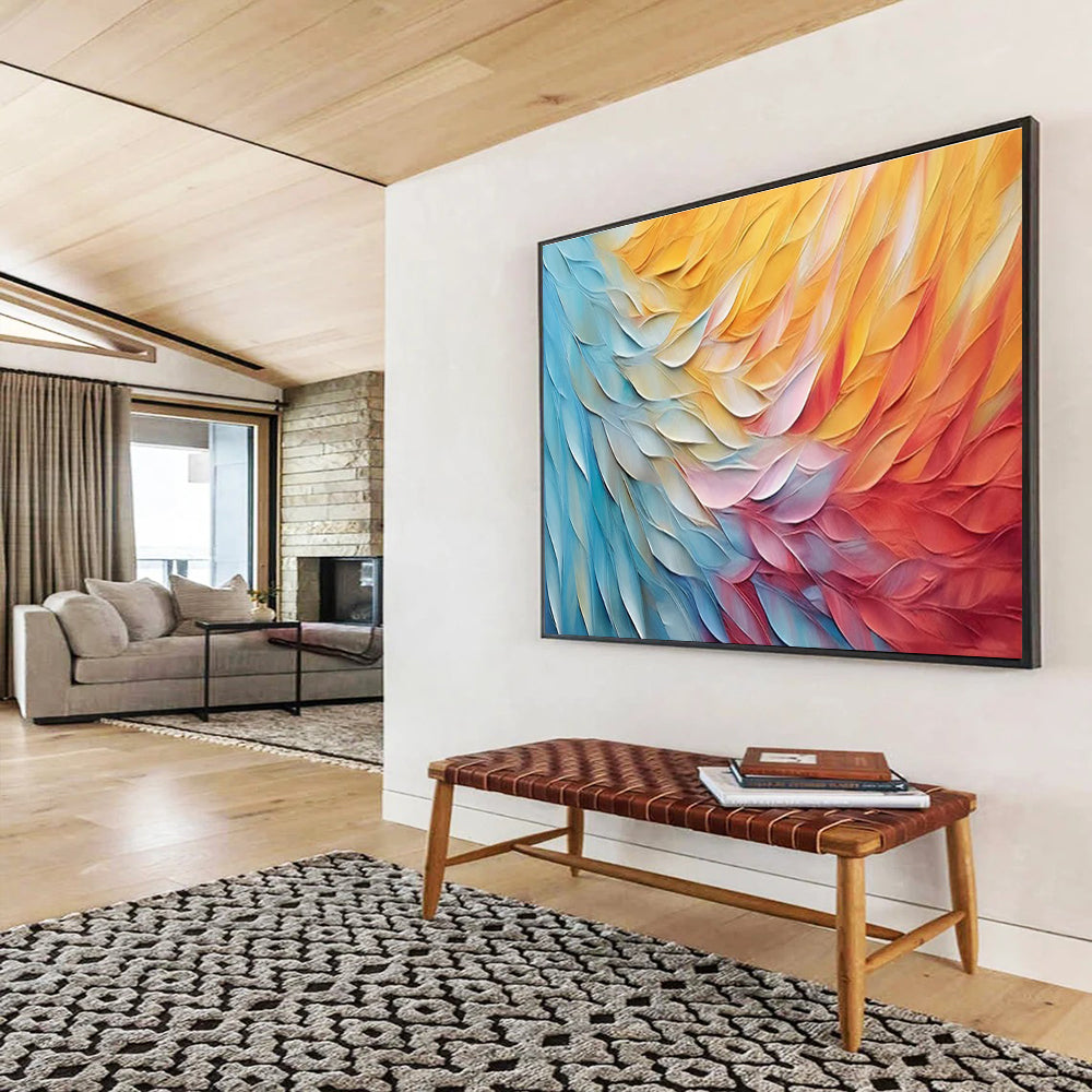 Colorful Feather Abstract Painting for Modern Bedrooms YHT201