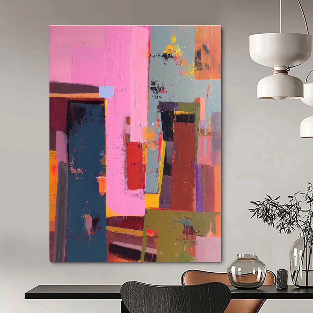 Colorful Geometric Abstract Painting for Modern Office Lounges HENG050