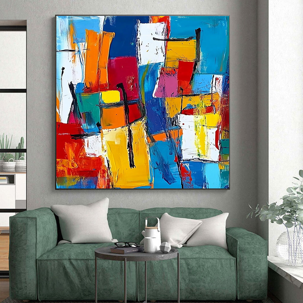 Colorful Geometric Abstract Painting with Vibrant Harmony WINK512