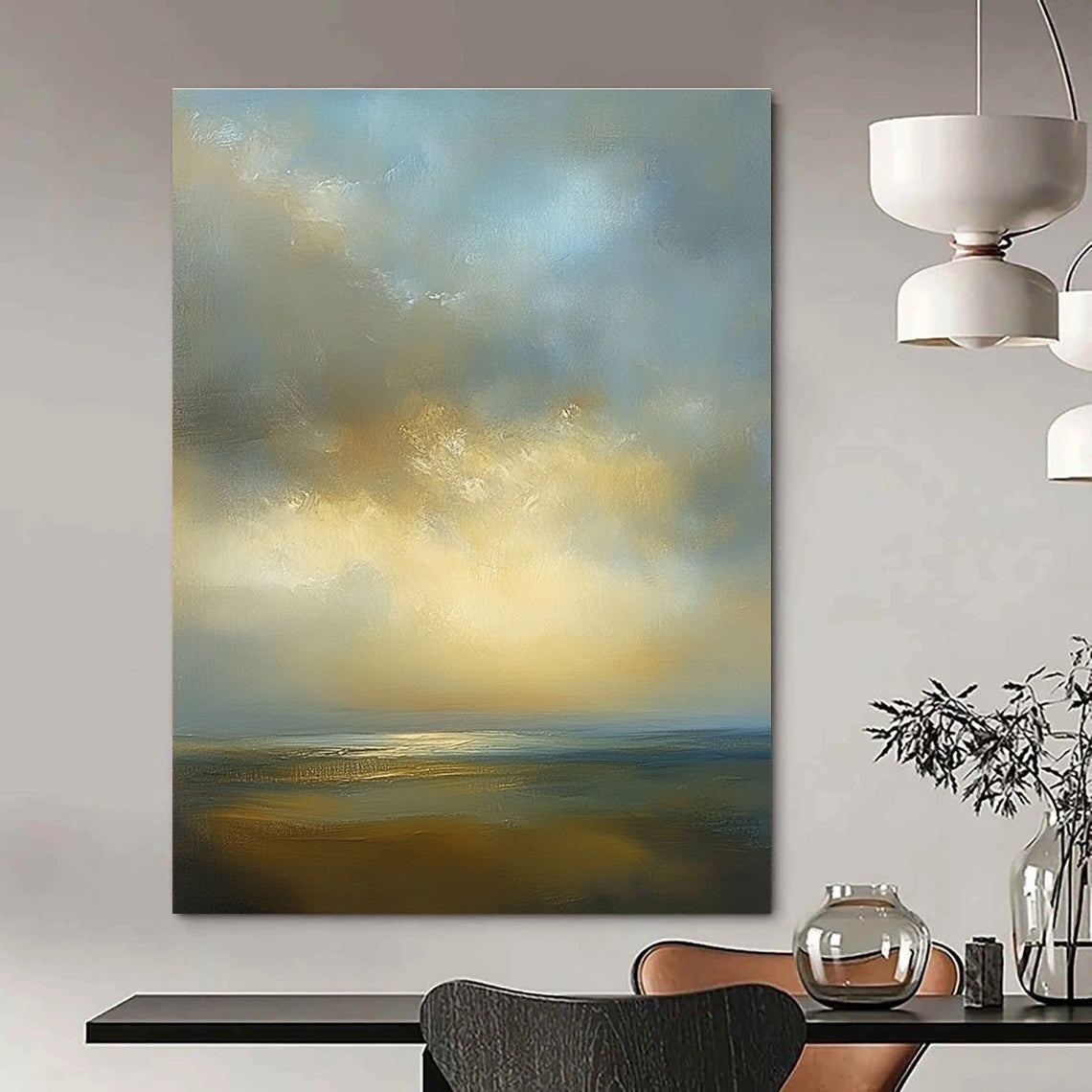 Sea and Sky Abstract Painting for Minimalist Coastal Offices GAB1303
