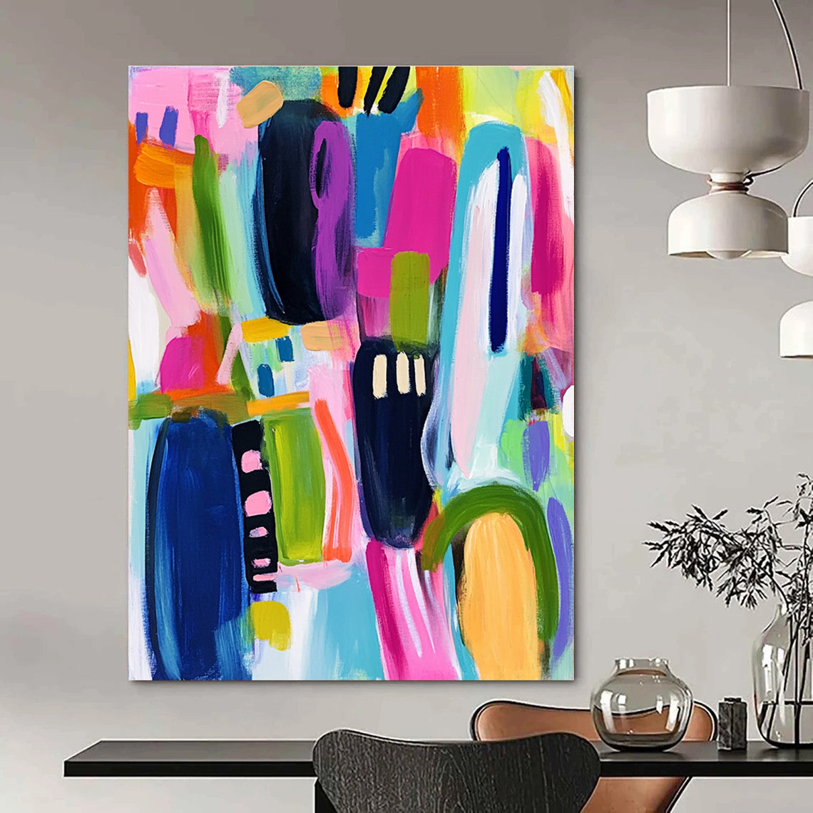 Vibrant Color Blocks Abstract Painting for Lively Interiors GAB0725
