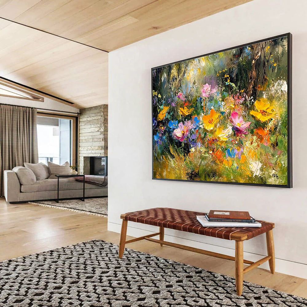 Vivid Wildflower Meadow Painting with Lush Colorful Blooms ABS559