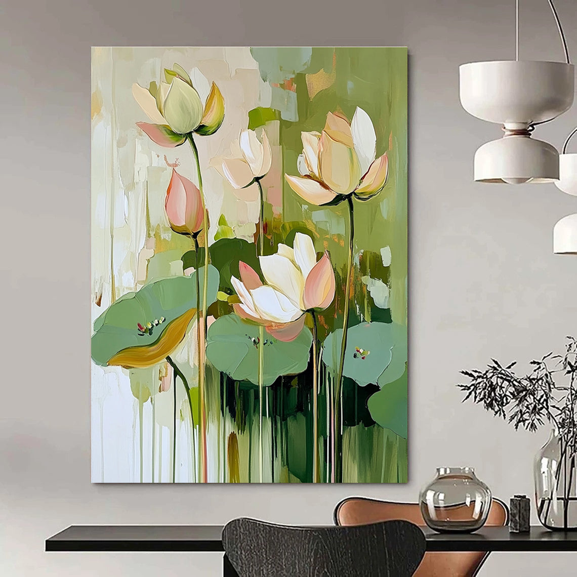 Lotus Flower Bunch - Elegant Floral Abstract Painting GAB0619