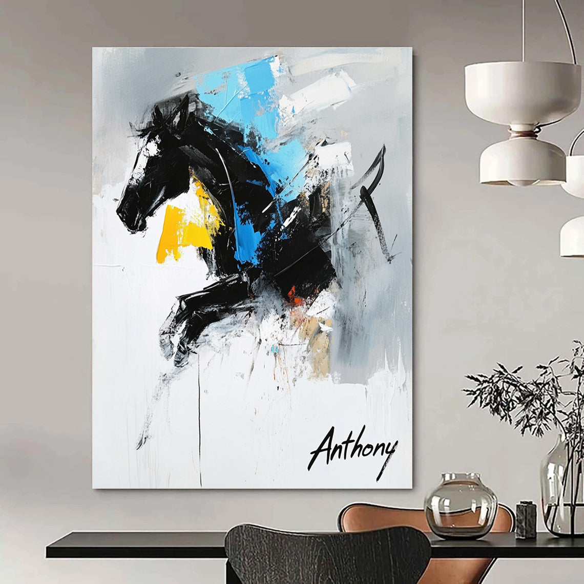 Abstract Horse Painting for Equestrian - Themed Clubs GAB0809