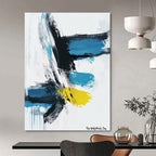 Dynamic Blue and Yellow Abstract Painting of Vivid Motion GAB0206