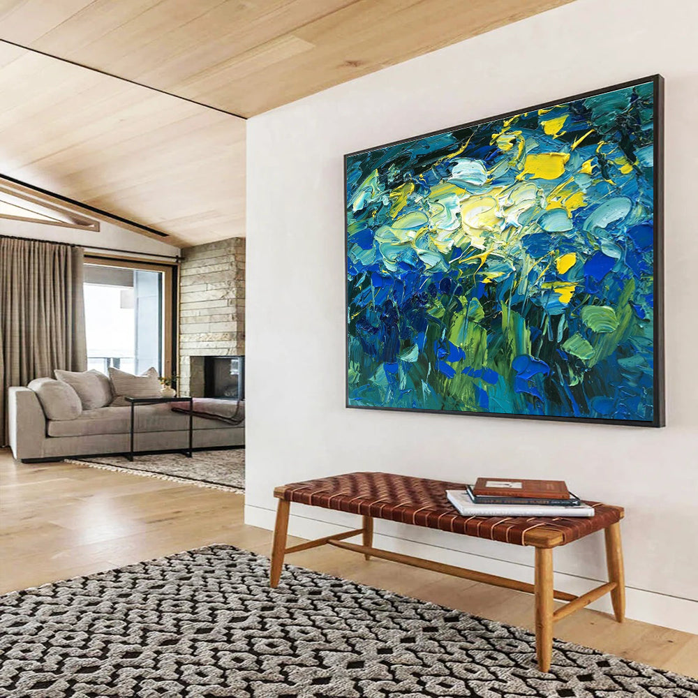 Blue Flowers Abstract Painting for Art Galleries’ Floral Exhibitions YHT483