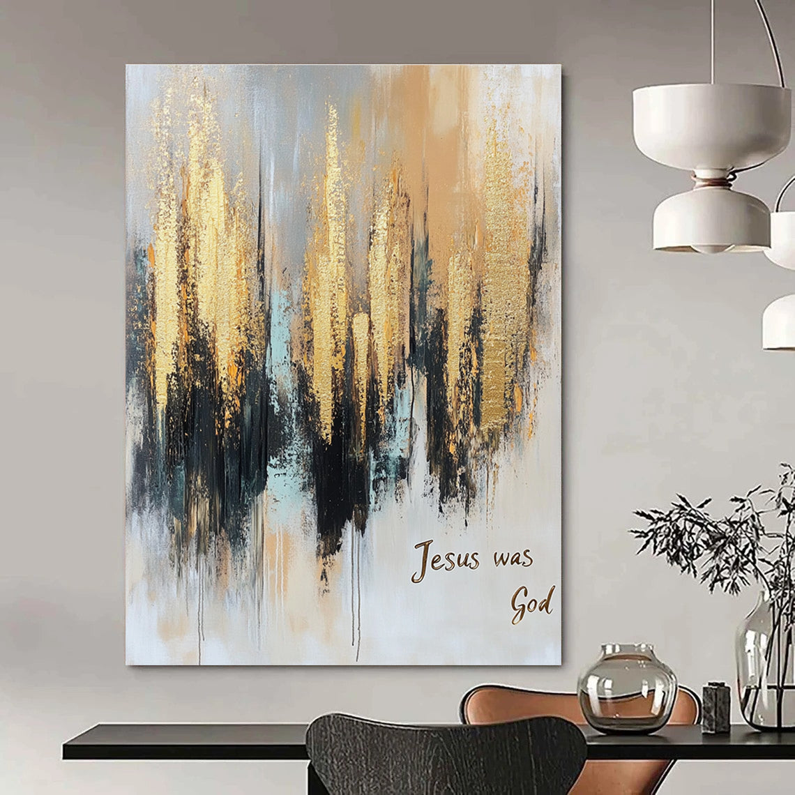Gold and Gray Abstract - Spiritual Abstract Painting GAB0579