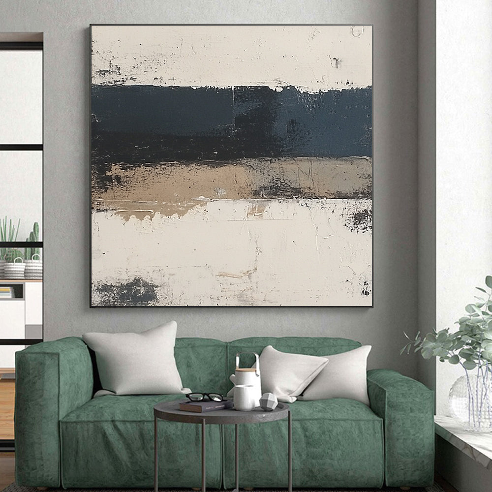 Monochrome Striped Abstract Painting with Subtle Textures WINK500