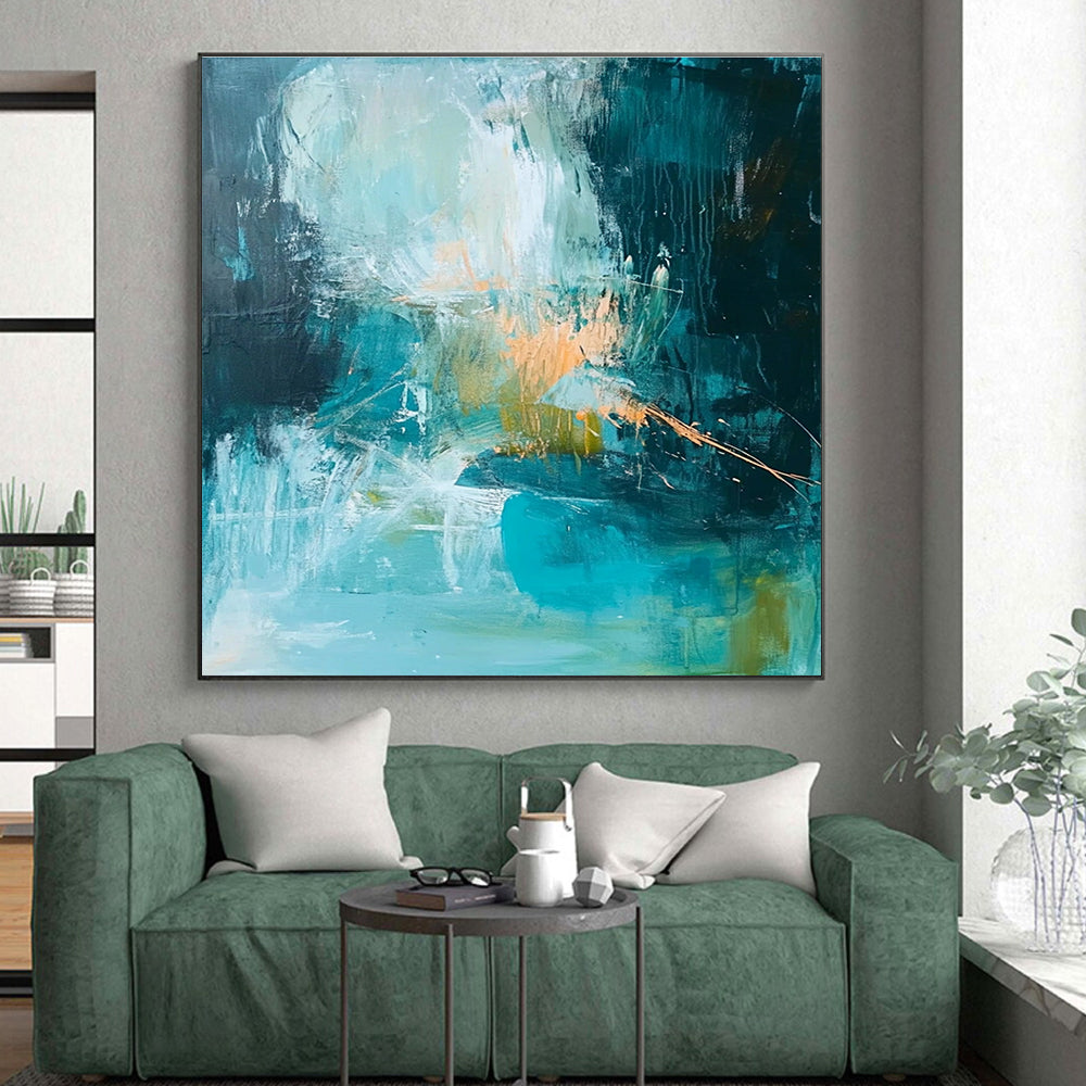 Teal Orange Abstract Painting with Dynamic Contrast WINK588