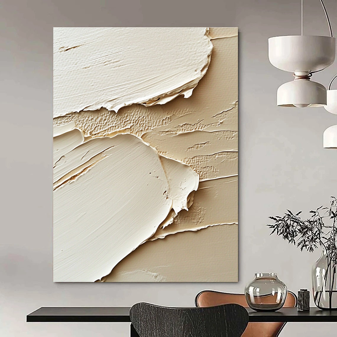 Textured Beige Layers Abstract Painting for Neutral - Themed Living Rooms GAB1322