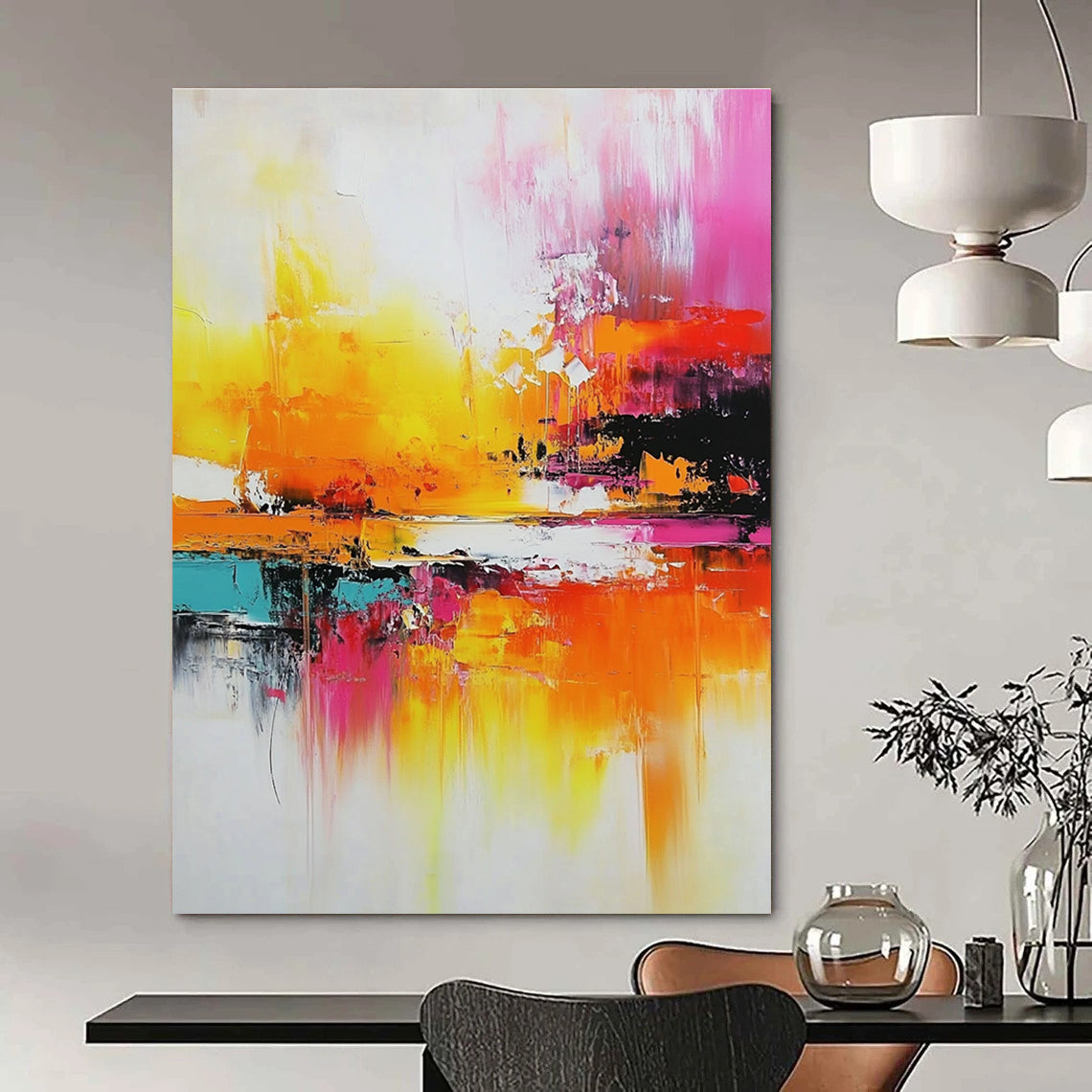 Vibrant Color Splash Abstract Painting for Lively Spaces GAB0681