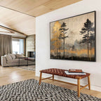 Forest with Gold Trees Abstract Painting for Nature - Inspired Retreats YHT105
