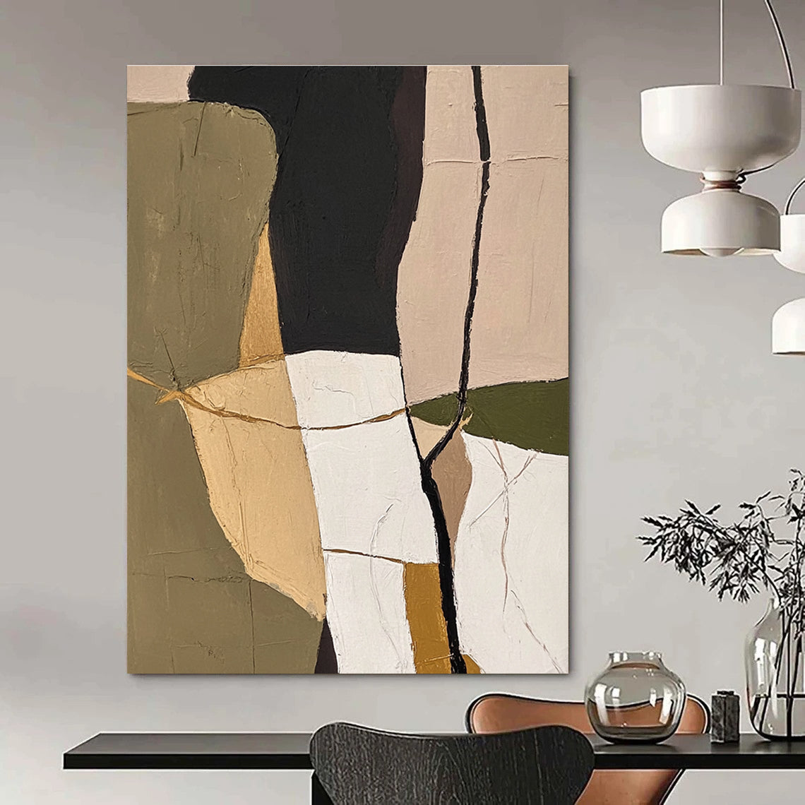 Geometric Color Block Abstract Painting for Contemporary Office Spaces GAB1261