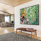 Floral Abstract in Green Painting for Charming Garden Cafes YHT336