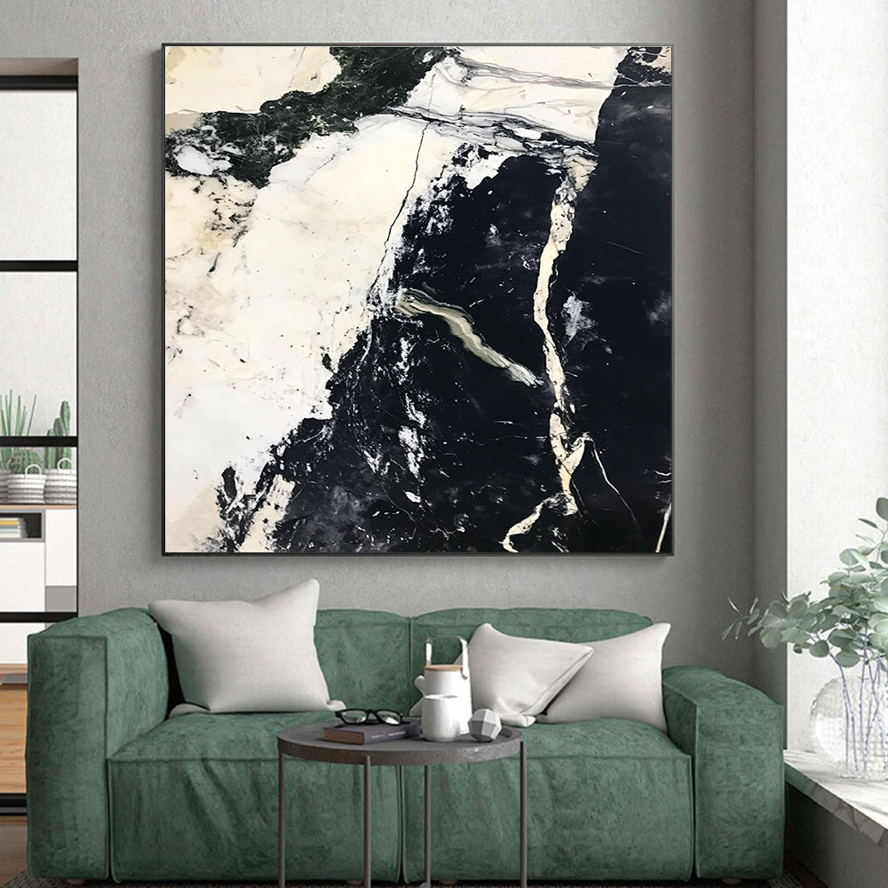 Black White Marble Abstract Painting with Timeless Elegance WINK743