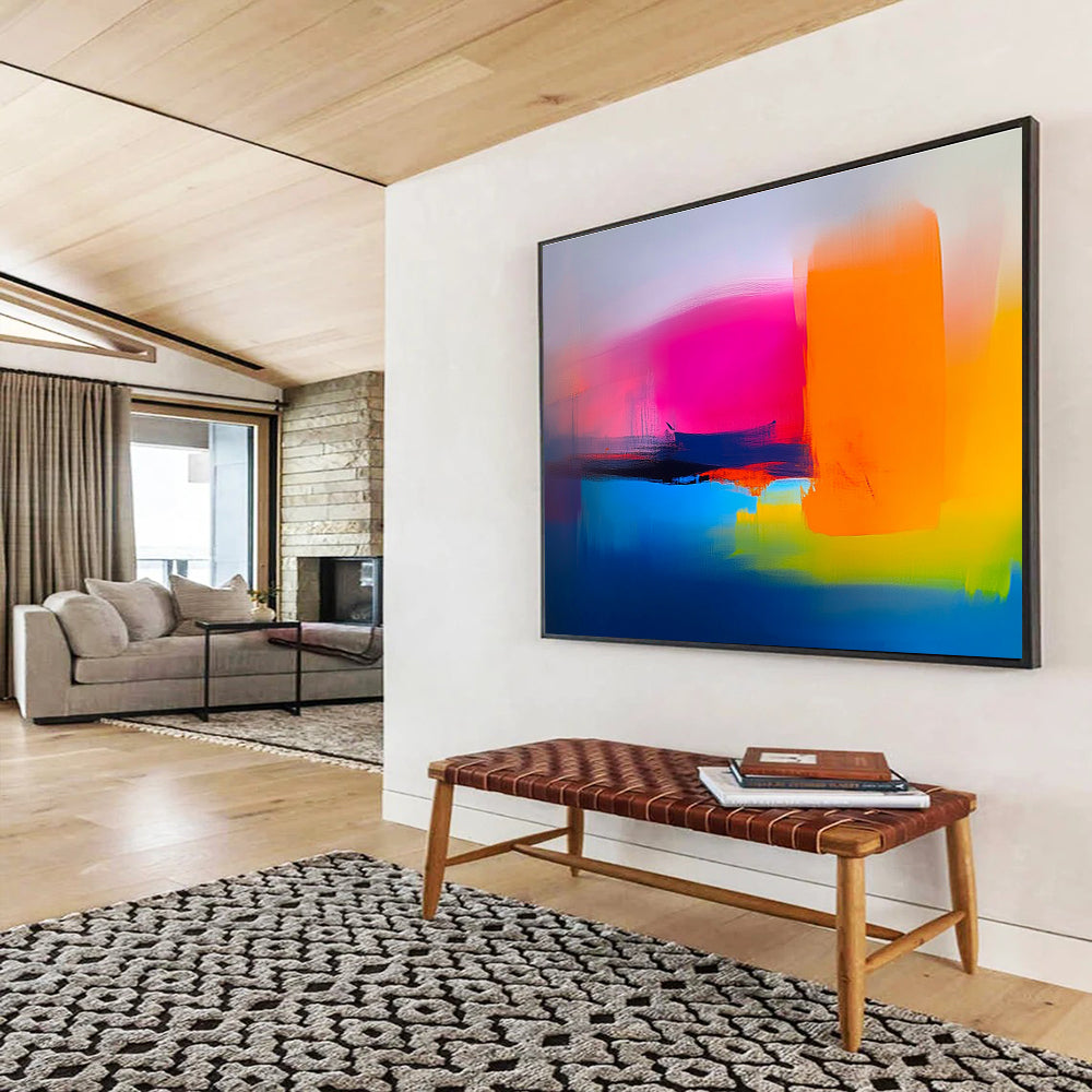 Vibrant Color Block Abstract Painting with Bold Hues ABS308