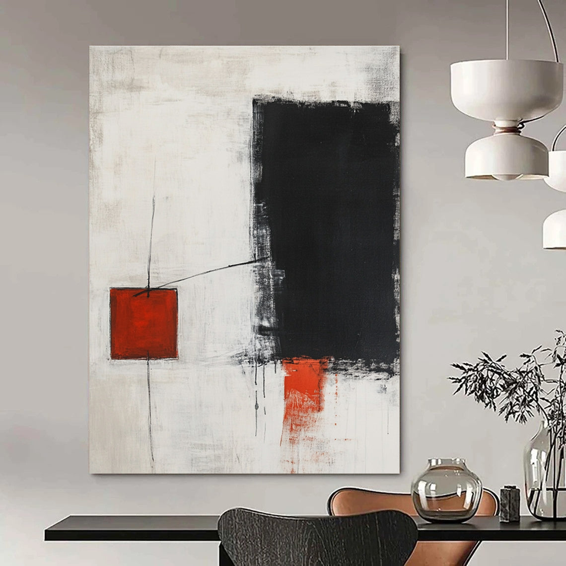 Red and Black Abstract Painting for Industrial - Chic Restaurants GAB1213
