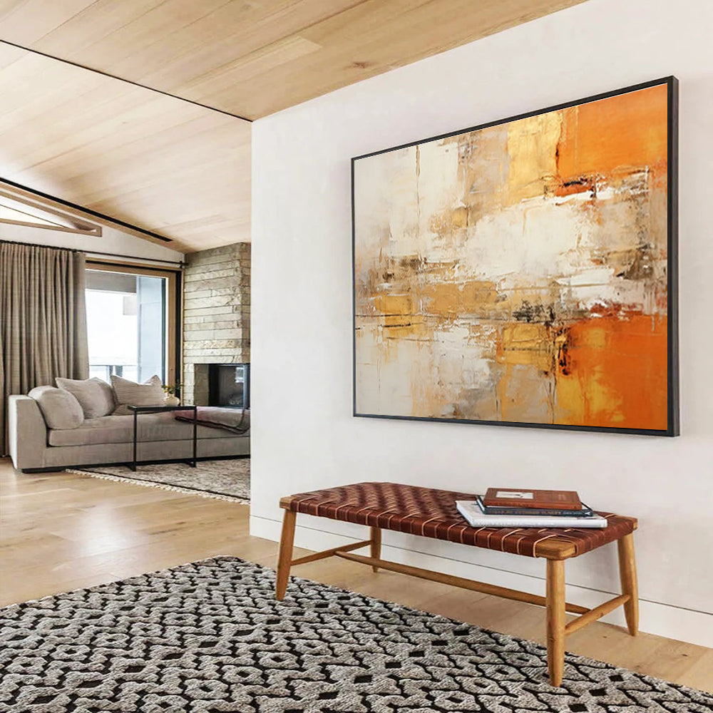 Warm Tones Abstract Painting for Inviting Interiors YHT095