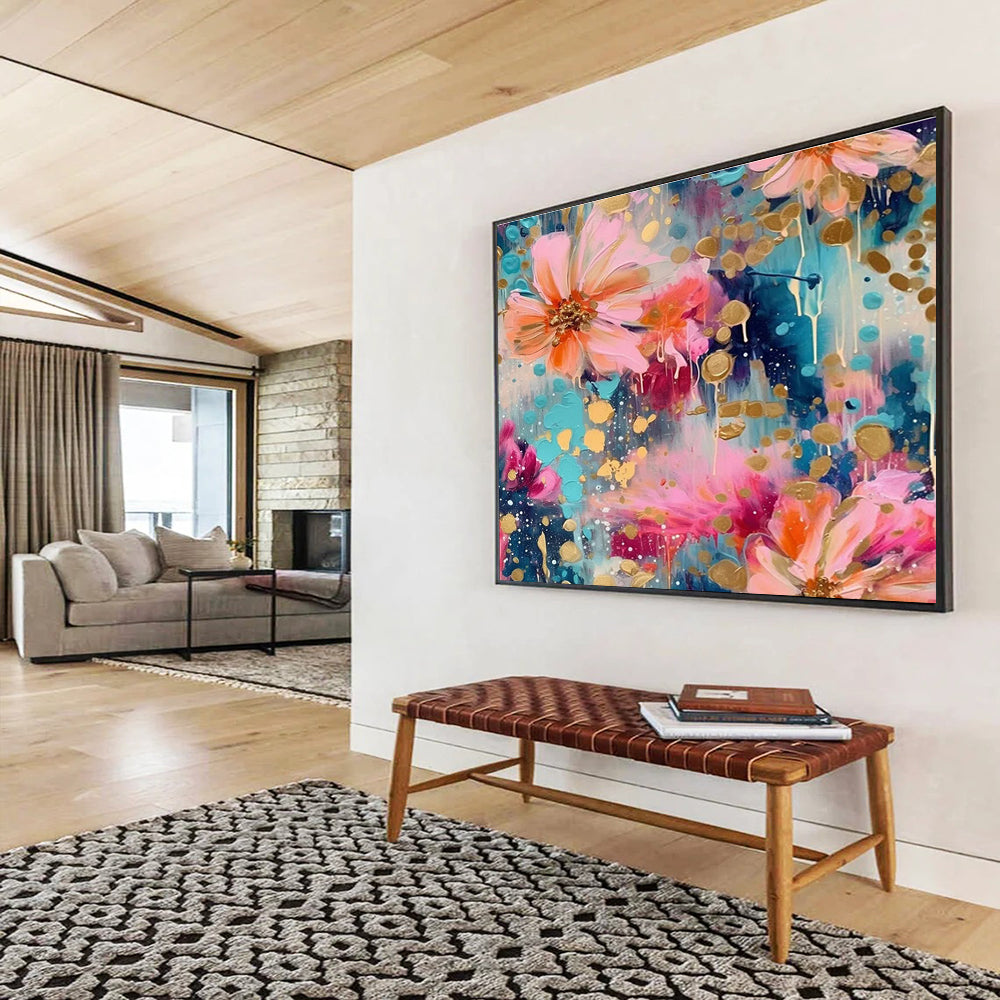Floral Color Burst Abstract Painting for Luxury Spa Resorts YHT289