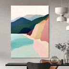 Color - Blocked Coastal Landscape Modern Abstract Painting GAB0358