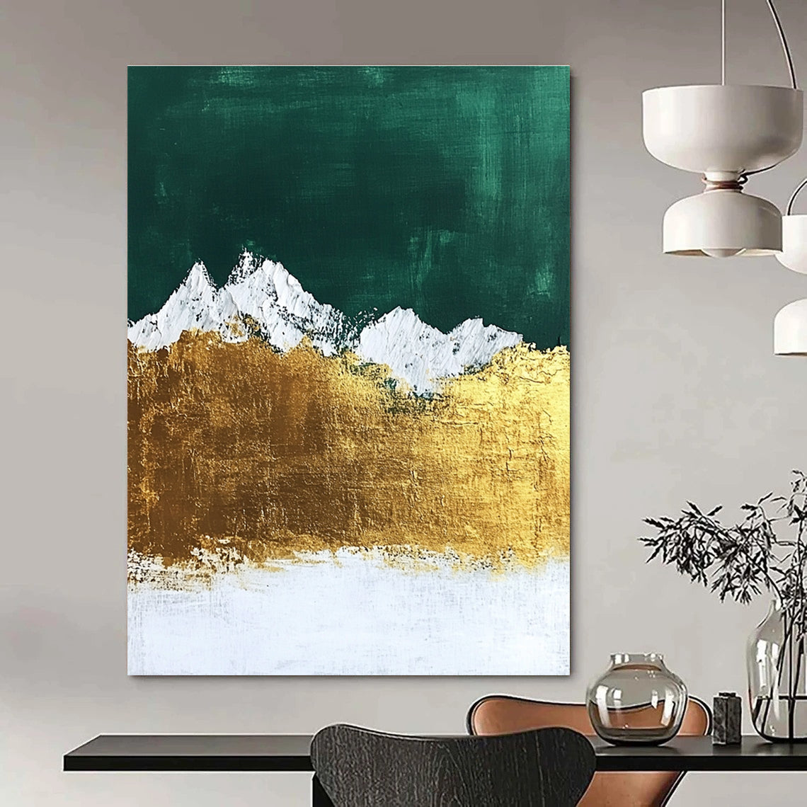 Golden Mountain Peaks - Majestic Landscape Abstract Art GAB0507