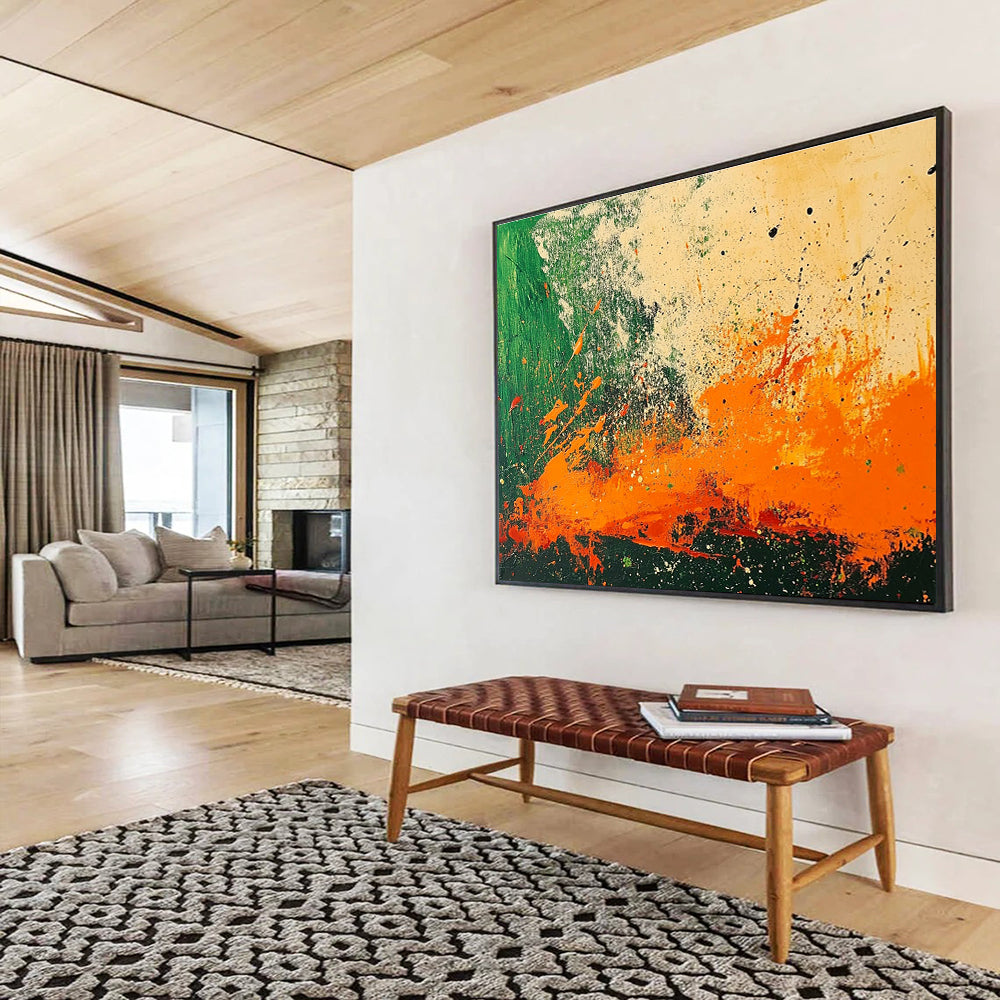 Energetic Splatter - Style Abstract Painting with Dynamic Color Bursts ABS223