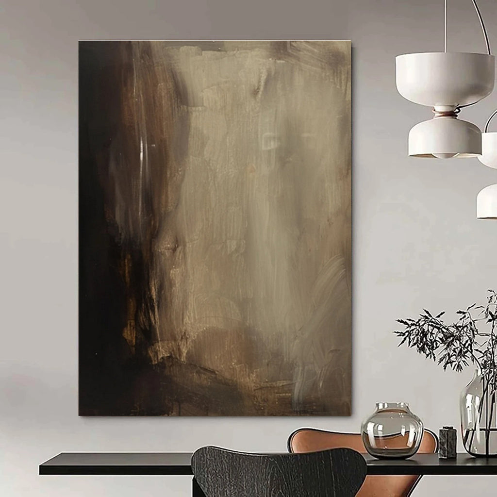 Dark Earth - Toned Abstract Painting for Industrial - Style Lounges HENG511