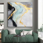 Gold Blue Abstract Painting with Luxe Flow WINK740