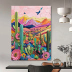 Colorful Desert Landscape Collage Textured Abstract Art for Bohemian Spaces GAB1469