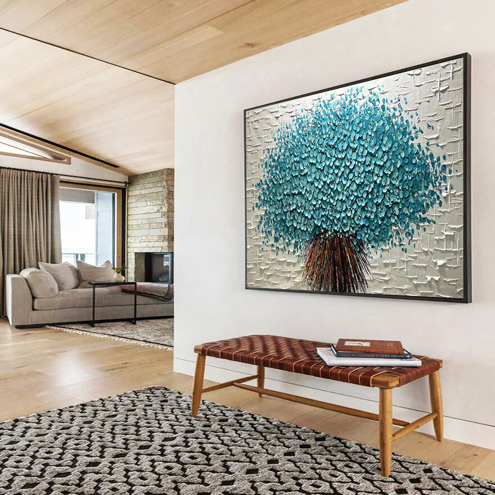Blue Blossom Tree Abstract Painting for Modern Lobby Spaces YHT213