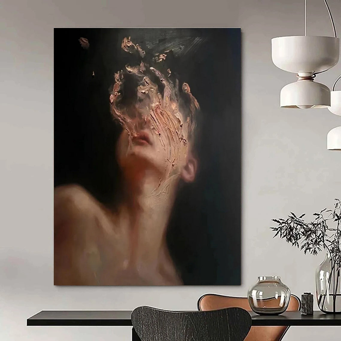 Abstract Portrait with Textured Face Painting for Contemporary Art Spaces HENG315