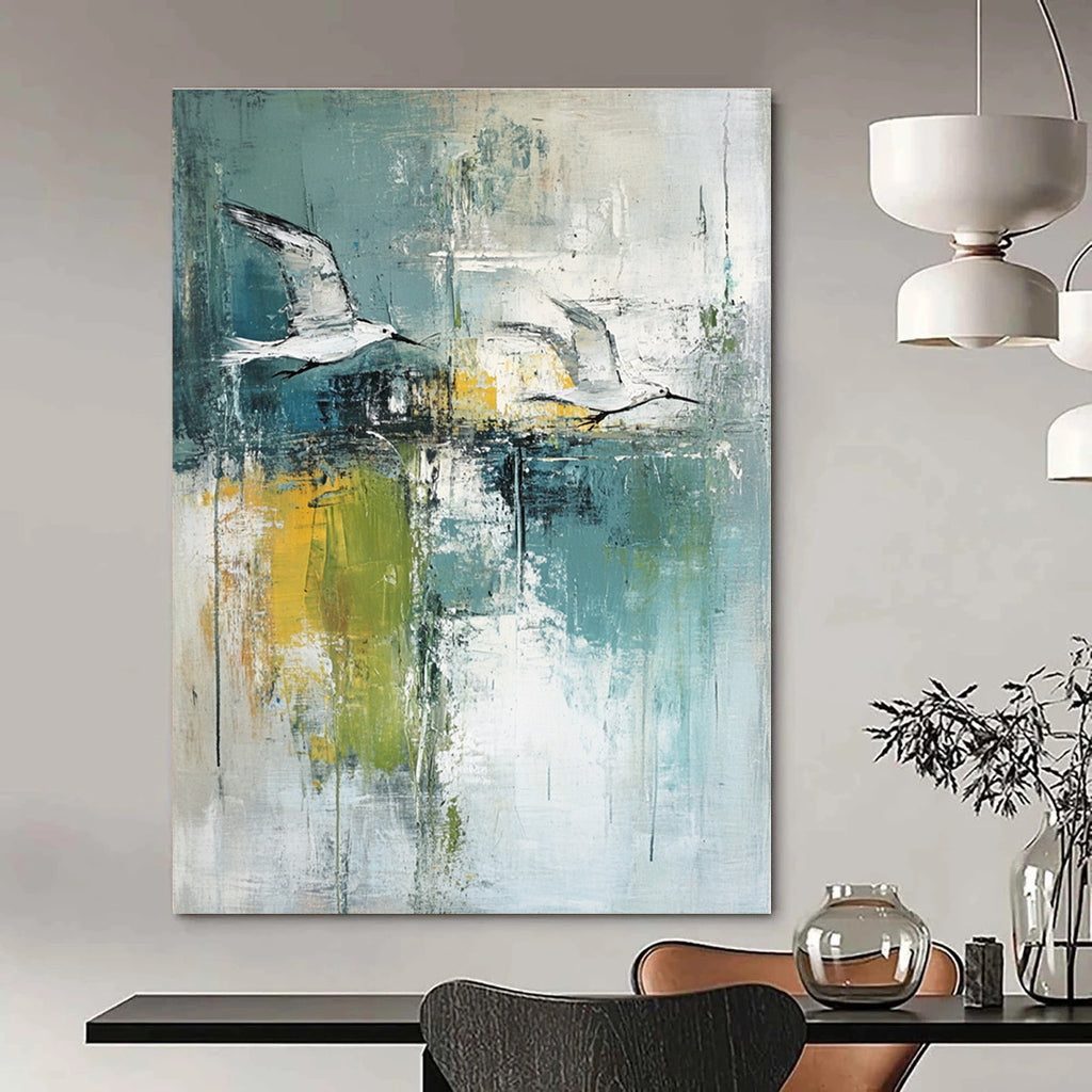 Flying Birds Abstract Painting for Coastal Cafes GAB0755