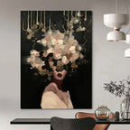 Woman with Elaborate Floral Head Painting for Elegant Event Spaces HENG326