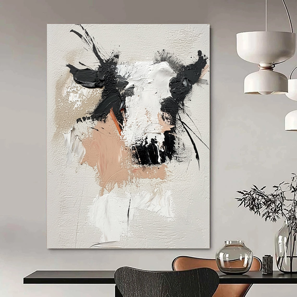Textured Cow Portrait Abstract - Expressive Animal Abstract Painting GAB0483
