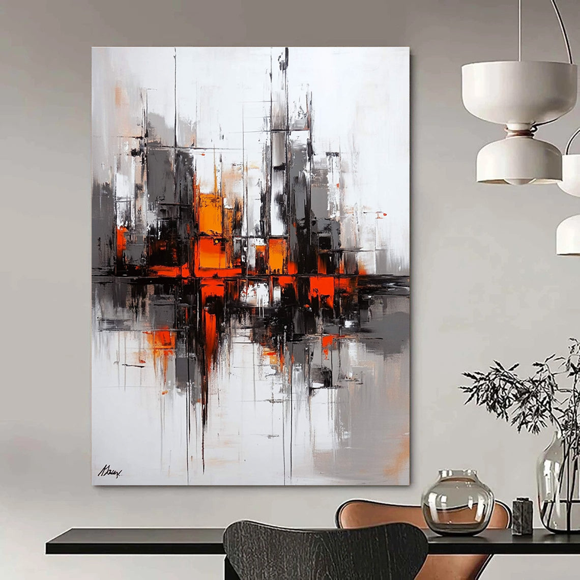 Vibrant Cityscape Art Abstract Painting for Energetic Workspaces GAB1398