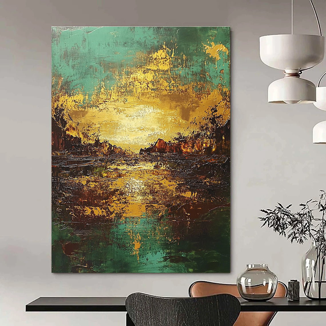 Golden Sunset Abstract Painting for Luxury - Styled Residences GAB1063