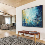 Blue and Yellow Abstract Brushstrokes Painting for Creative Studio Spaces YHT327