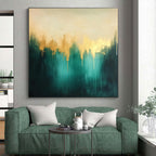 Blue Green Gold Abstract Painting with Ethereal Beauty WINK551